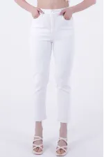 Fringe Ending High Waisted Mom Fit Jean  764-50-(32-36) White