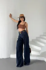Pensli Bol Paça Kot Pantolon 7063-17-(27-32)