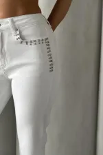 Taşlı Mom Fit Kot Pantolon 7023-50-(26-31)