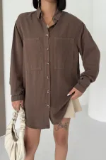 Uzun Tunik Keten Gömlek  HS611-78-(S-XL)