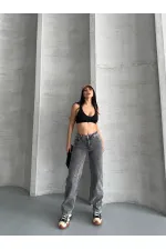 Baggy Jeans with Dart Detail on Legs 7088-40-(26-31) Light Grey - Snow