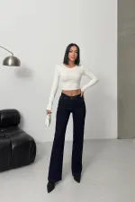 Dikişli Paça Bol Paça Relax Kot Pantolon  7026-17-(30-36)