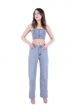 Paçası Yırtmaçlı Boru Paça Relax Kot Pantolon 931-15-(27-32) Paçası Yırtmaçlı Boru Paça Relax Kot Pantolon 931-15-(27-32)