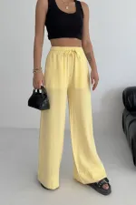 Paça Detaylı Lastikli Keten Pantolon  HS700-93-(S-XL)