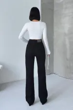 Stitched Hems Wide Leg Relaxed Jean 7026-07-(24-29) Black