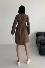 Düğmeli Uzun Gömlek Elbise 6102-78-(S-XL)