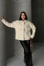 Denim Jacket with Fur Collar Detail 6169-65-(S+L+4) Stone Denim Jacket with Fur Collar Detail 6169-65-(S+L+4) Stone