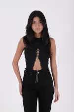 Fringe Ending High Waisted Mom Fit Jean 764-07-(24-25-6) Black