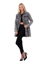 Fringe Finish Boyfriend Denim Jacket 679-03-(S-XL-6) Anthracite Denim Fringe Finish Boyfriend Denim Jacket 679-03-(S-XL-6) Anthracite Denim