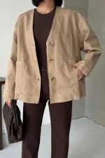 Astarlı Oversize Kot Ceket 6200-70-(S+L+3)