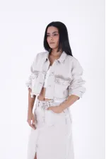 Denim Jacket with Lining Detail 6016-79-(XS-L-6) Denim Jacket with Lining Detail 6016-79-(XS-L-6)