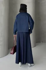 Baby Collar Denim Shirt 6095-17-(S-L-3) Slubbed Navy Blue