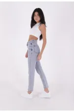 Front Panelled Denim Trousers 7043-08-(28-33)
