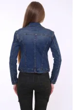 Classic Short Denim Jacket with Collar 640-02-(S-XL) Dark Tinted Denim Classic Short Denim Jacket with Collar 640-02-(S-XL) Dark Tinted Denim