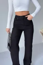 Stitched Hems Wide Leg Relaxed Jean 7026-07-(24-29) Black