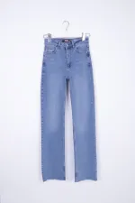 Tasseled Bottom Wide Leg Relax Jean 1726-15-(26-30) Light Blue Denim Tasseled Bottom Wide Leg Relax Jean 1726-15-(26-30) Light Blue Denim