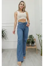 Dikişsiz Paça Beş Düğmali Relax Kot Pantolon  917-15-(27-32)