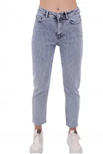 Taşlı Mom Fit Kot Pantolon  1725-08-(26-28)