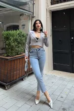 5 Düğmeli Mom Fit Kot Pantolon 745-08-(26-31)