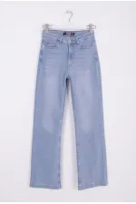 Stitched Hems Wide Leg Relaxed Jean 7026-15-(30-36) Light Blue Denim Stitched Hems Wide Leg Relaxed Jean 7026-15-(30-36) Light Blue Denim