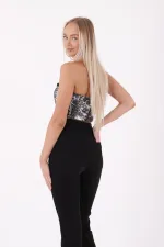Taşlı Asimetrik Paça Pantolon  1881-07-(26-31)