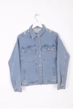 Sırtı Nakışlı Kot Ceket  634-06-(S-XL)