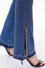 Paça Yırtmaçlı Droplu Kot Pantolon 774-01-(27-32) Paça Yırtmaçlı Droplu Kot Pantolon 774-01-(27-32)