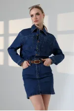 Robe mini en jean boutonnée 3027-01-(SL-3)