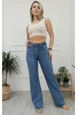 Dikişsiz Paça Beş Düğmali Relax Kot Pantolon  917-15-(27-32)