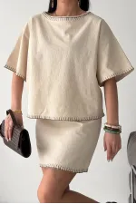 Nakışlı Oversize Bluz HS403-65-(S-L-3)