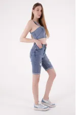 Denim Short with Double Folded Bottom Ending 296-06-(S-XL-6) Middle Blue Denim Denim Short with Double Folded Bottom Ending 296-06-(S-XL-6) Middle Blue Denim