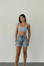 Duble Paça Kot Şort 292-14-(36-42-6-2)