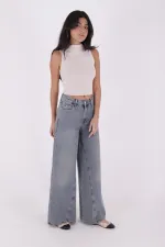 Parçalı Baggy Kot Pantolon 7045-62-(27-32)