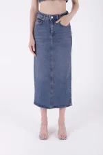 Classic Long Denim Skirt 1038-28-(XS-XL-5) Dark Blue Snow Denim Classic Long Denim Skirt 1038-28-(XS-XL-5) Dark Blue Snow Denim