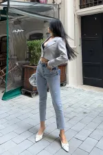 5 Düğmeli Mom Fit Kot Pantolon 745-08-(26-28)