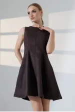 Volanlı Kısa Süet Elbise  3083-78-(S-XL)