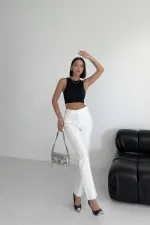 Mom Fit Jean With Rhinestone Detail 7092-50-(28-33) White