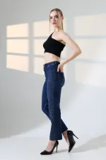 Serpme Taşlı  Relax Kot Pantolon  7193-01-(27-32)
