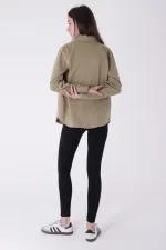 Denim Shirt with Snap Buttons 6013-74-(S-XL) Green