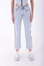 Şerit Fermuarlı Kot Pantolon 7004-08-(26-31)