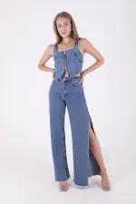 Slit Palazzo Jeans 7035-27-(26-31)