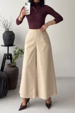 Elasticated Waist Wide Leg Jean  7120-65-(36-42-6) Stone