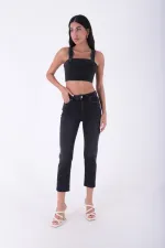 Dikişsiz Paça Mom Fit Kot Pantolon  764-03-(30-36)
