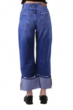 Lazer Detaylı Bol Paça Kot Pantolon  1700-01-(27-32)