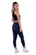 High Waisted Short Skinny Jean  810-17-(28-33) Slubbed Navy Blue