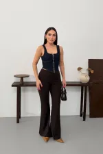 Fermuarlı Denim Büstiyer 411-17-(S-L-3)