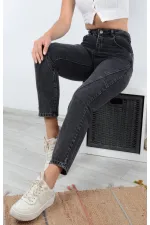 Parçalı Mom Pantolon 778-33-(26-30) Parçalı Mom Pantolon 778-33-(26-30)