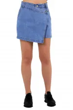 Extra Covered Denim Short Skirt 290-15-(S-L-5) Light Blue Denim Extra Covered Denim Short Skirt 290-15-(S-L-5) Light Blue Denim