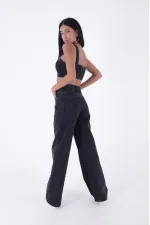 Wide Leg High Waisted Relaxed Jean  718-23-(32-36) Regular Anthracite