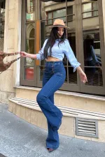 Jeans Eight Buttons in Front 7094-26-(27-32) Regular Dark Blue